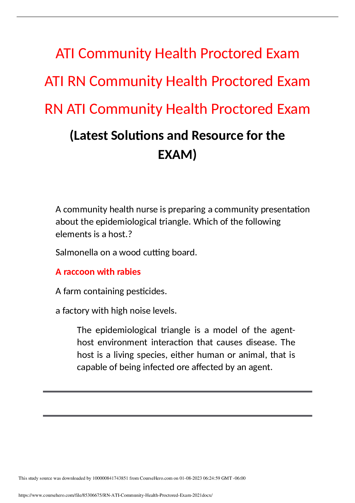 Preview image for RN ATI Community Health Proctored Exam 2023